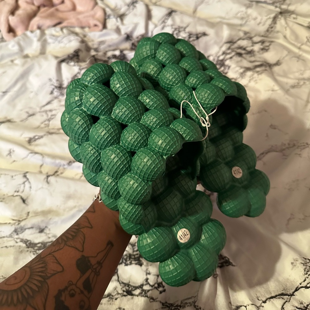 Green Bubble Slide Sandals